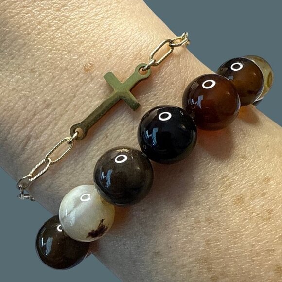 Coffee Agate Bracelet Jewelry crystal beaded accessories handmade boho fashion - Picture 3 of 9